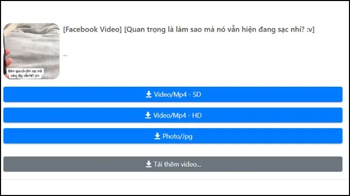 Cách tải video Facebook bằng trang web Getvidfb