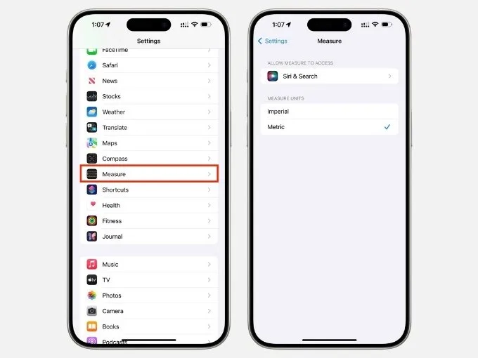 Thay đổi đơn vị khi đo kích thước trên iPhone