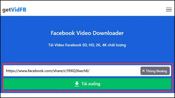 Truy cập vào trang web Getvidfb và dán link video