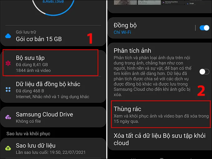 Lấy lại ảnh đã xóa bằng Samsung Cloud