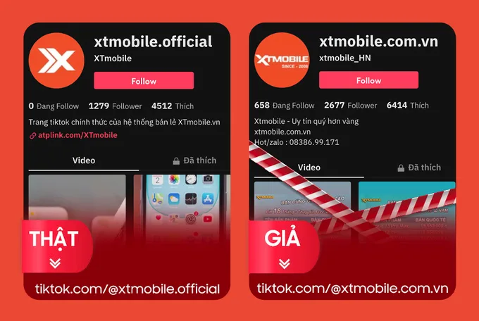 Trang Tiktok giả mạo XTmobile