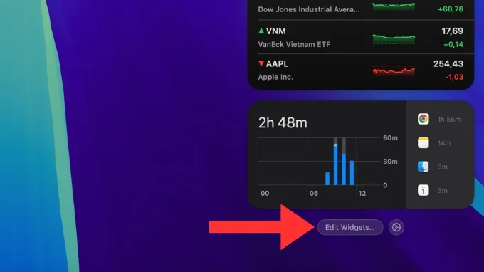 Cách thêm Widget bằng Trung tâm thông báo