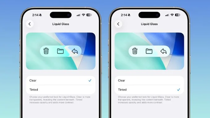 Tùy chỉnh độ trong suốt của Liquid Glass