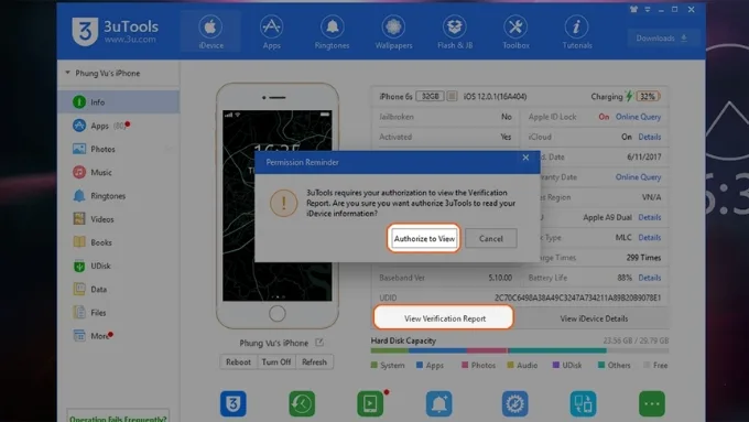 Chọn mục View Verification Report