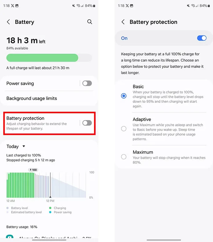 Để bật tính năng bảo vệ pin của Samsung