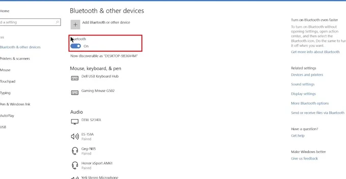Kích hoạt Bluetooth trên Win 10
