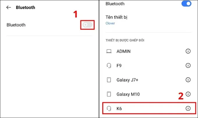 Truy cập vào phần cài đặt Bluetooth trên điện thoại