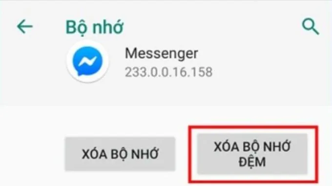 Xóa bộ nhớ đệm ứng dụng Messenger
