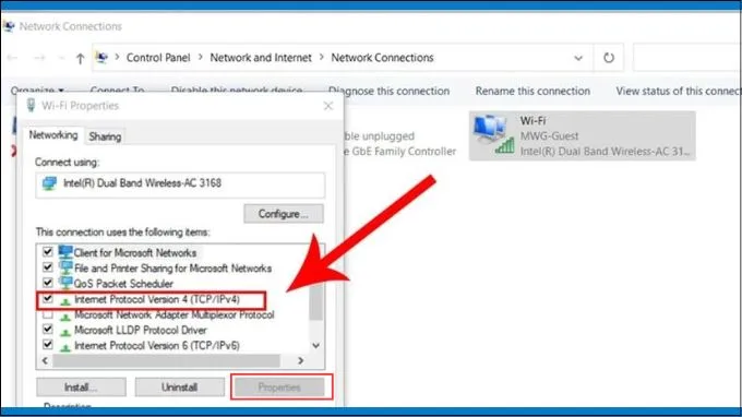 Nhấn đúp vào mục Internet Protocol Version 4