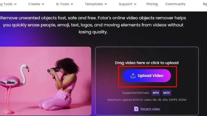 Xóa vật thể trong video với Fotor