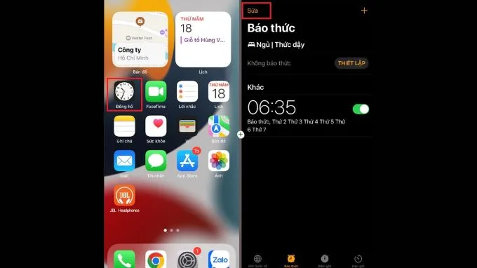 Bước 1: Cách đổi nhạc chuông báo thức iPhone ngay trên ứng dụng