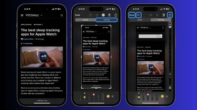 cách chụp màn hình dài trên iPhone