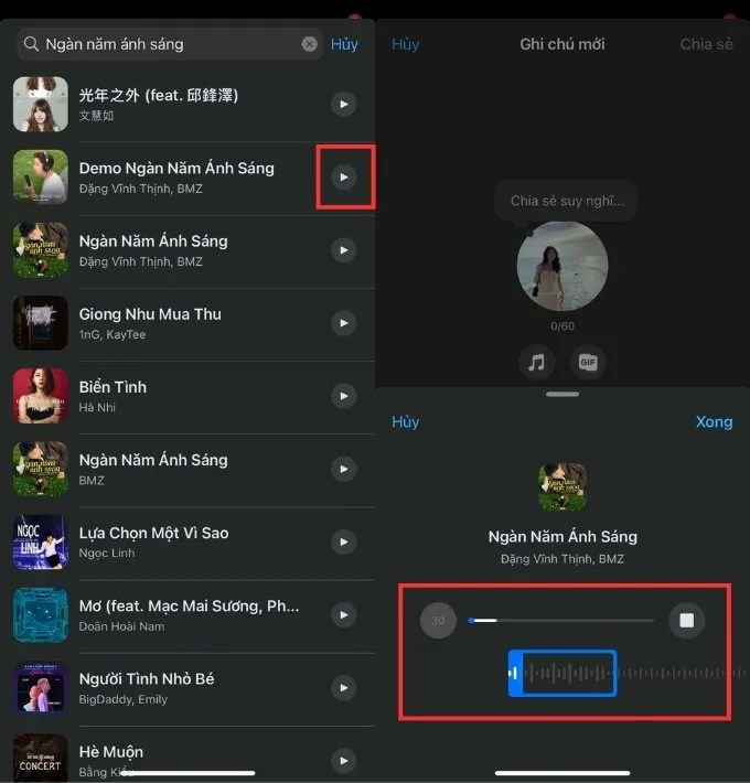 Cách để nhạc trên ghi chú Messenger