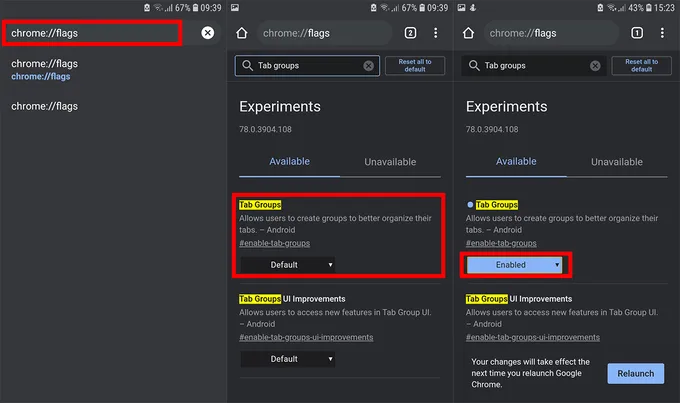 Kích hoạt tính năng Tab Groups là một trong những mẹo dùng chrome trên điện thoại Android