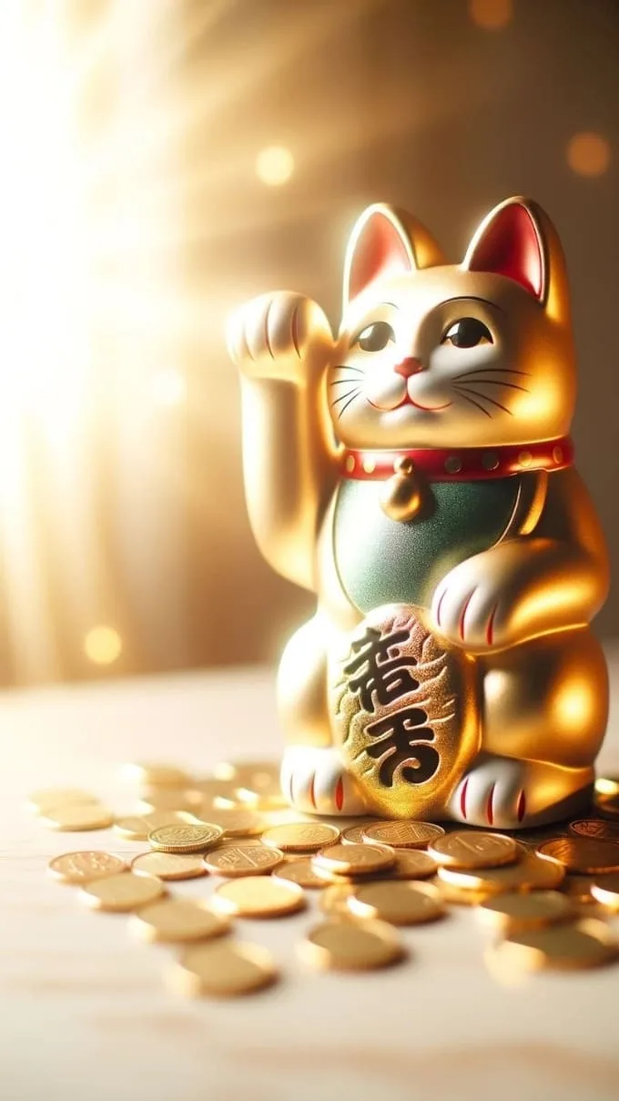 Hình nền mèo thần tài may mắn, tài lộc