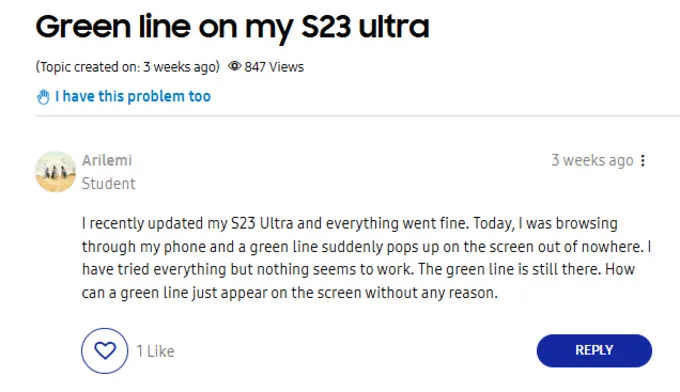Lỗi sọc màn hình trên Galaxy S23 Ultra