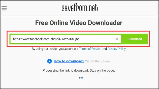 Truy cập vào trang web Save From