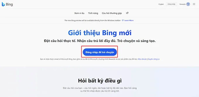 Truy cập vào trang web Bing để cài đặt ứng dụng trên máy tính
