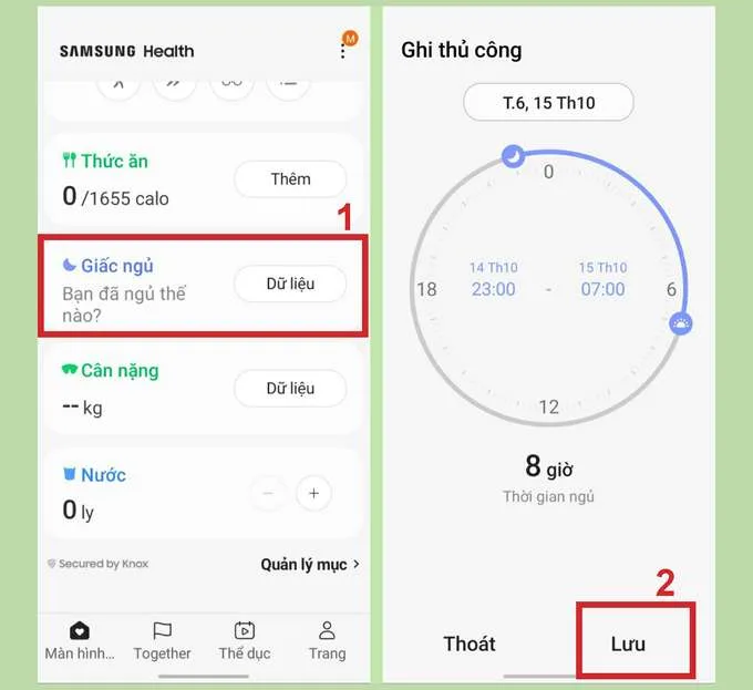 Cài đặt cho Samsung Health theo dõi giấc ngủ