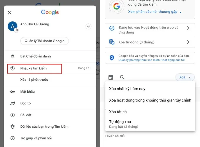 Cách xóa lịch sử tìm kiếm trong Google trên iPhone