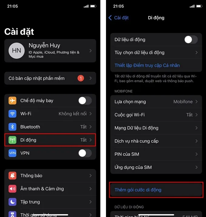 Truy cập vào cài đặt để kích hoạt eSIM