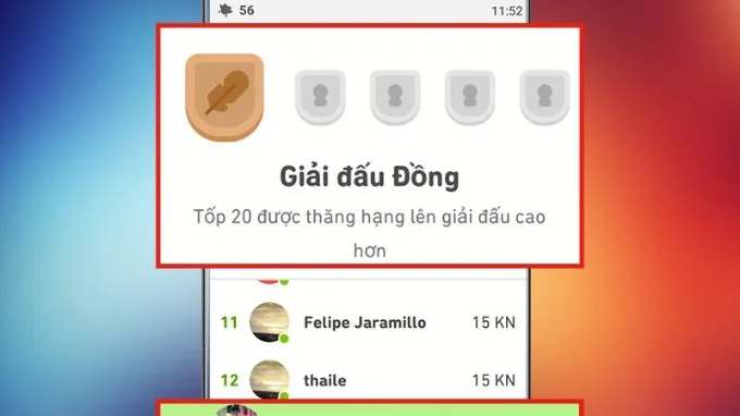 Doulingo - Bảng xếp hạng trình độ học