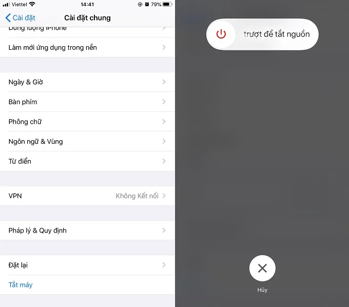 Khởi động lại thiết bị