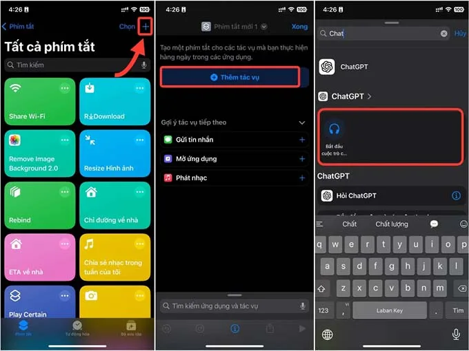 Thiết lập phím tắt ChatGPT-4o trên iPhone