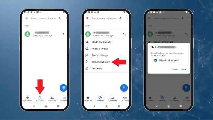 Các bước chặn cuộc gọi spam trong lịch sử cuộc gọi