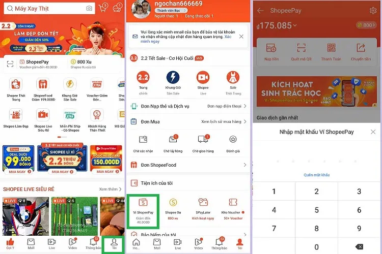 Chuyển tiền đến ví ShopeePay khác bằng số điện thoại
