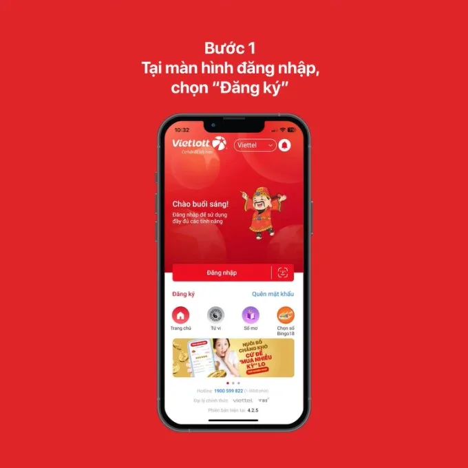 Đăng ký tài khoản trên ứng dụng Vietlott SMS