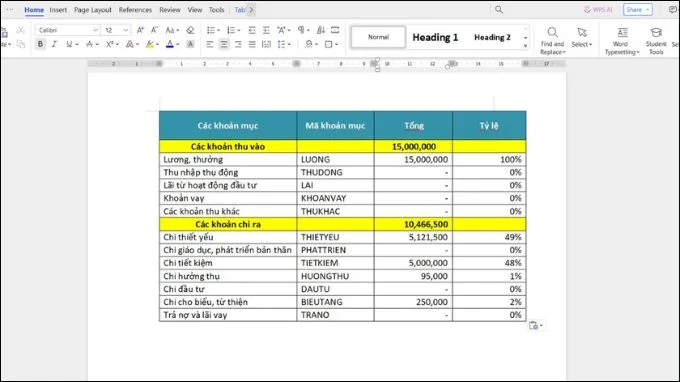 Cách chèn bảng Excel vào Word bằng lệnh copy