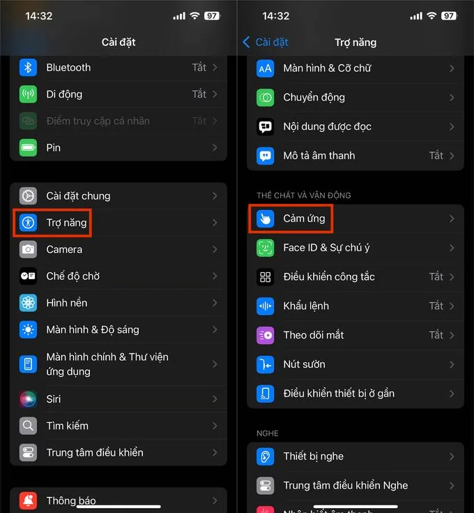 Mở Cài đặt trên iPhone, cuộn xuống và chọn Trợ năng