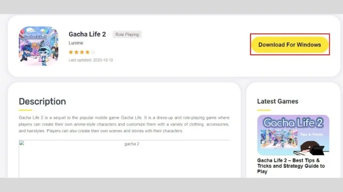 Bước 3 tải Gacha Life 2 trên máy tính PC, laptop