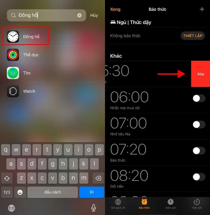 Cách xoá báo thức trên iPhone nhanh