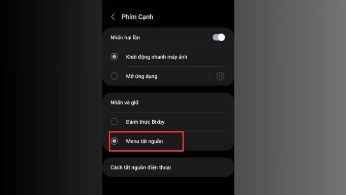 Nhấn Menu Tắt nguồn (Power Off Menu) để mở và tiến hành tắt thiết bị