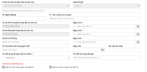 Bước 7 làm hộ chiếu gắn chip điện tử online
