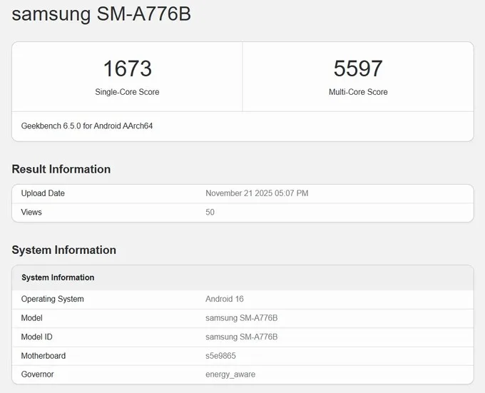 Điểm Geekbench của Samsung Galaxy A77