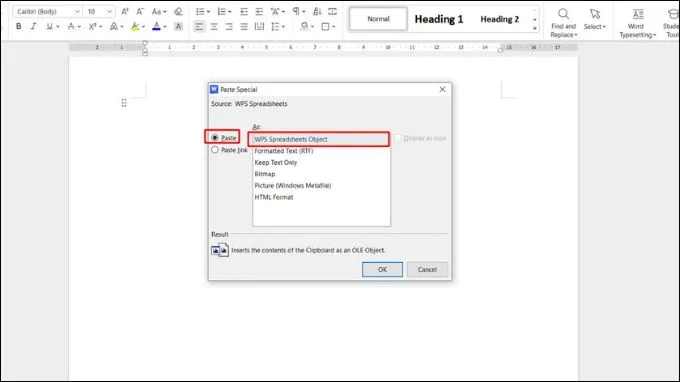 Cách chèn bảng Excel vào Word bằng đối tượng nhúng