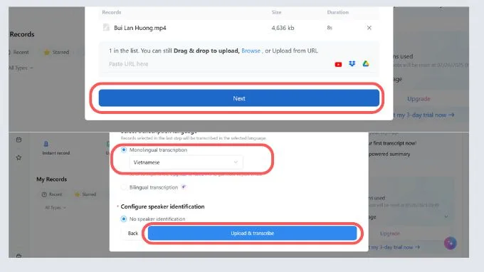 Chuyển đổi video thành văn bản bằng website Notta