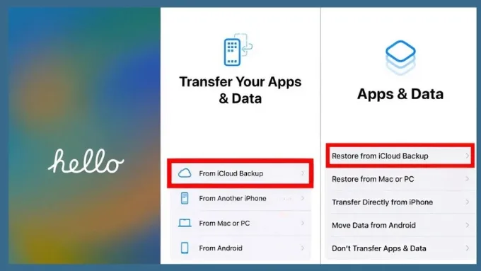Chọn Khôi phục từ Bản sao iCloud