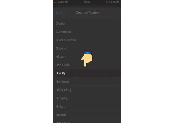 Bước 6 chuyển vùng trực tiếp trên App Store
