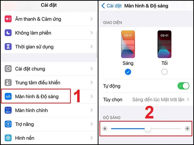 Giảm độ sáng màn hình