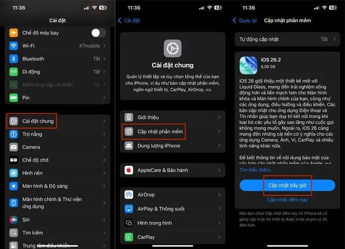 Cập nhật hệ điều hành iOS mới nhất để khắc phục iPhone không kết nối được Bluetooth