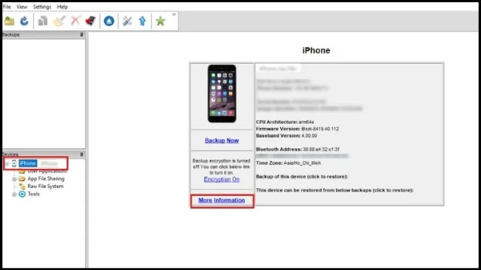 Kiểm tra pin iPhone thông qua iBackupBot
