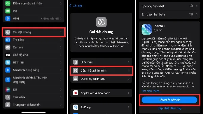Cập nhật phiên bản mới