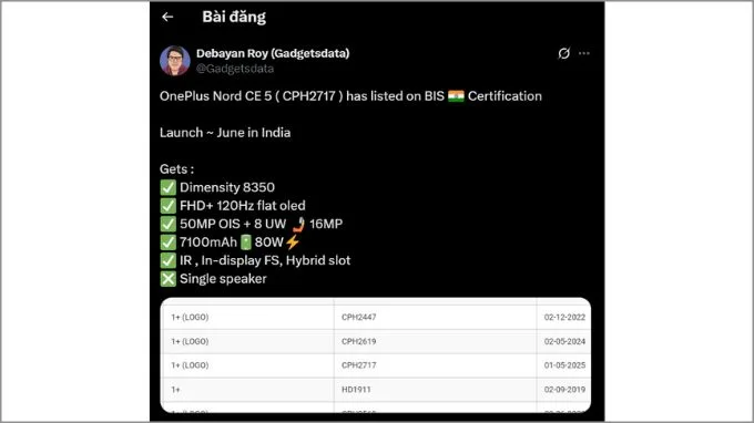 Rò rỉ thông tin về OnePlus Nord CE5