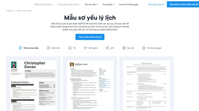 Các thao tác tạo CV chuyên nghiệp