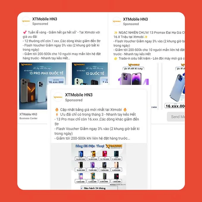 XTmobile phốt XTmobile giả mạo chạy quảng cáo trên Facebook