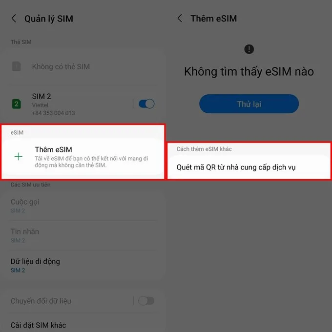 Vào cài đặt và chọn Quản lý SIM